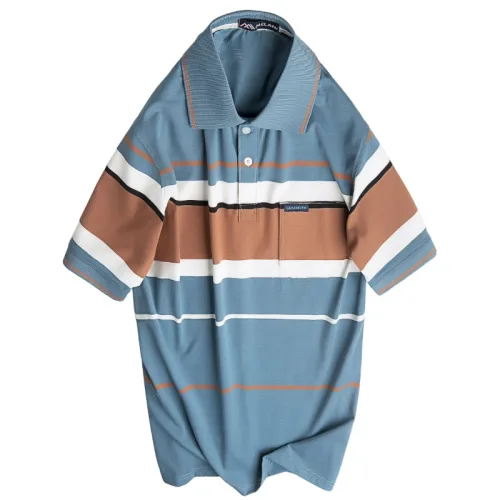 Áo Thun Sọc Nam Trung Niên Cổ Bẻ Có Túi Thun Cotton Cao Cấp (Có size 3x)