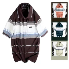 Áo Thun Sọc Nam Trung Niên Cổ Bẻ Có Túi Thun Cotton (Có size 3x)