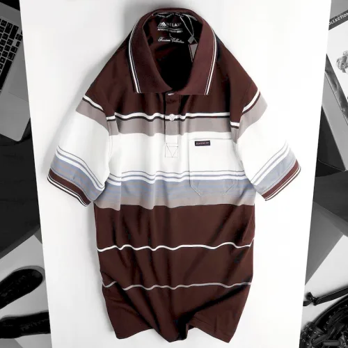 Áo Thun Sọc Nam Trung Niên Cổ Bẻ Có Túi Thun Cotton (Có size 3x)