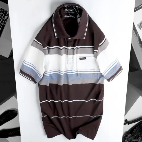 Áo Thun Sọc Nam Trung Niên Cổ Bẻ Có Túi Thun Cotton (Có size 3x)
