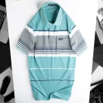 Áo Thun Sọc Nam Trung Niên Cổ Bẻ Có Túi Thun Cotton (Có size 3x)