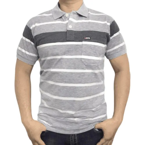 Áo Polo Nam Sọc Ngang Có Túi Cao Cấp