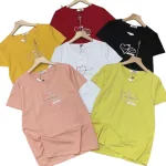 Áo thun thái nữ cổ tim form rộng in chữ i love my self