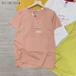 Áo thun thái nữ cổ tim form rộng in chữ i love my self