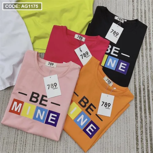 Áo thun thái nữ cổ tròn form rộng in chữ be mine