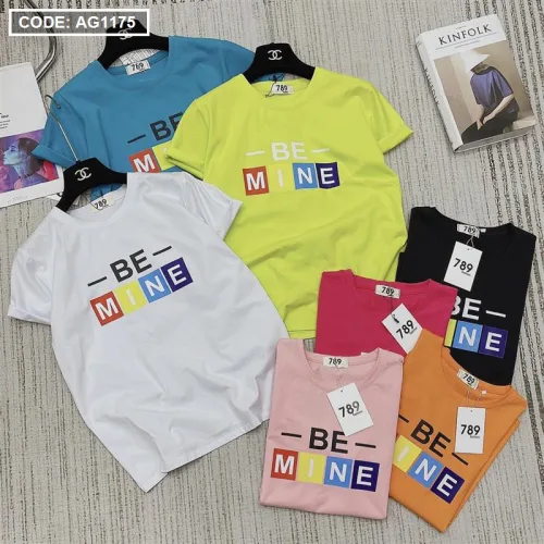 Áo thun thái nữ cổ tròn form rộng in chữ be mine