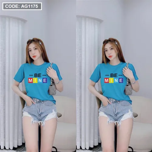 Áo thun thái nữ cổ tròn form rộng in chữ be mine