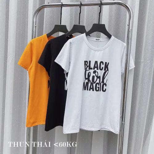 Áo thun thái nữ cổ tròn form suông in chữ Black Girl Magic