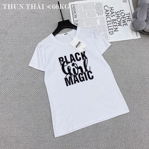 Áo thun thái nữ cổ tròn form suông in chữ Black Girl Magic