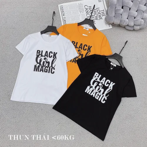 Áo thun thái nữ cổ tròn form suông in chữ Black Girl Magic