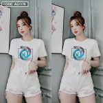 Áo thun thái nữ cồ tròn form suông in chữ màu New York