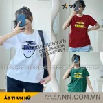 Áo Thun Thái Nữ Cổ Tròn Form suông in chữ Be Happy Nhiều Màu