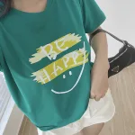 Áo Thun Thái Nữ Cổ Tròn Form suông in chữ Be Happy Nhiều Màu