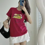 Áo Thun Thái Nữ Cổ Tròn Form suông in chữ Be Happy Nhiều Màu
