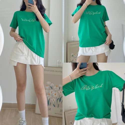 Áo Thun Thái Nữ Cổ Tròn Form suông in chữ Be Skylish Nhiều Màu