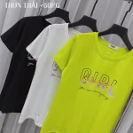 Áo thun thái nữ cổ tròn form suông in chữ Girl The Best