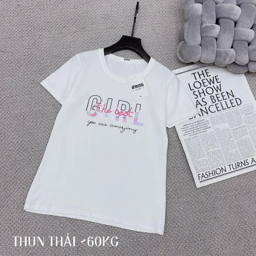 Áo thun thái nữ cổ tròn form suông in chữ Girl The Best