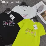 Áo thun thái nữ cổ tròn form suông in chữ Girl The Best