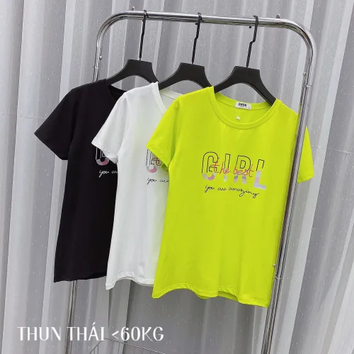 Áo thun thái nữ cổ tròn form suông in chữ Girl The Best