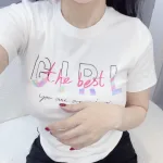 Áo thun thái nữ cổ tròn form suông in chữ Girl The Best