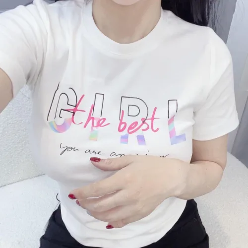 Áo thun thái nữ cổ tròn form suông in chữ Girl The Best