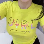 Áo thun thái nữ cổ tròn form suông in chữ Girl The Best