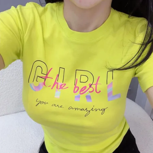 Áo thun thái nữ cổ tròn form suông in chữ Girl The Best