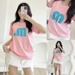 Áo thun thái nữ cổ tròn form suông in chữ M