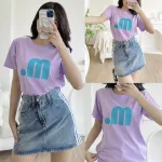 Áo thun thái nữ cổ tròn form suông in chữ M