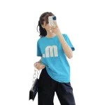 Áo thun thái nữ cổ tròn form suông in chữ M