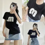 Áo thun thái nữ cổ tròn form suông in chữ M
