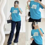 Áo thun thái nữ cổ tròn form suông in chữ M
