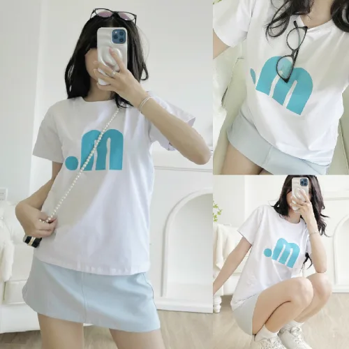 Áo thun thái nữ cổ tròn form suông in chữ M