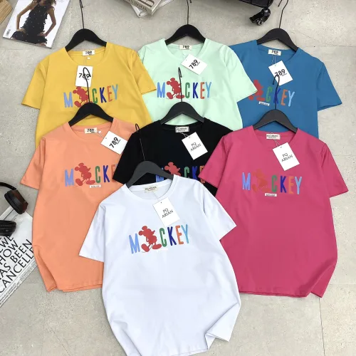 Áo thun thái nữ cổ tròn form suông in chữ Mickey