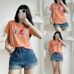 Áo thun thái nữ cổ tròn form suông in chữ Mickey
