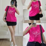 Áo thun thái nữ cổ tròn form suông in chữ Perfectly