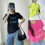 Áo Thun Thái Nữ Cổ Tròn Form suông in chữ Simple Beautyful Nhiều Màu
