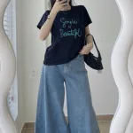 Áo Thun Thái Nữ Cổ Tròn Form suông in chữ Simple Beautyful Nhiều Màu