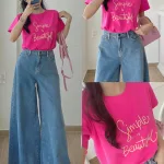 Áo Thun Thái Nữ Cổ Tròn Form suông in chữ Simple Beautyful Nhiều Màu