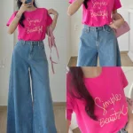 Áo Thun Thái Nữ Cổ Tròn Form suông in chữ Simple Beautyful Nhiều Màu