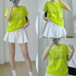 Áo Thun Thái Nữ Cổ Tròn Form suông in chữ Simple Beautyful Nhiều Màu