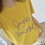 Áo Thun Thái Nữ Cổ Tròn Form suông in chữ Simple Beautyful Nhiều Màu