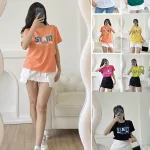 Áo thun thái nữ cổ tròn form suông in chữ Star