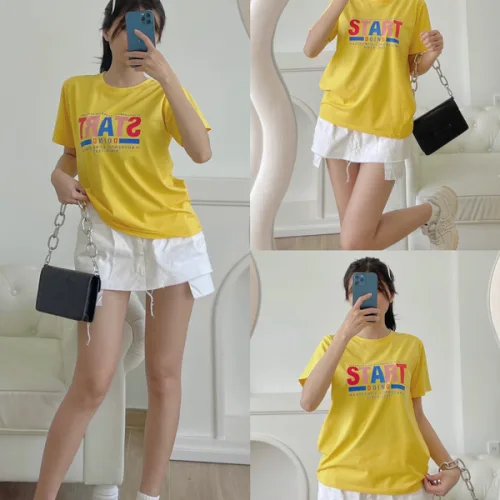 Áo thun thái nữ cổ tròn form suông in chữ Star