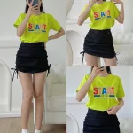 Áo thun thái nữ cổ tròn form suông in chữ Star
