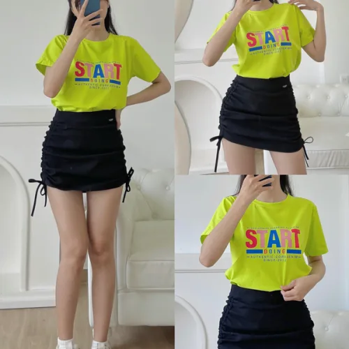 Áo thun thái nữ cổ tròn form suông in chữ Star