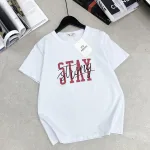 Áo thun thái nữ cổ tròn form suông in chữ Stay