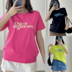 Áo thun thái nữ cổ tròn form suông in chữ Think Different