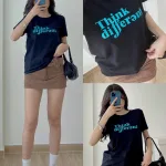 Áo thun thái nữ cổ tròn form suông in chữ Think Different