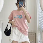 Áo thun thái nữ cổ tròn form suông in chữ Think Different